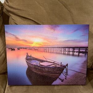 Serene Sunset Boat Canvas Art